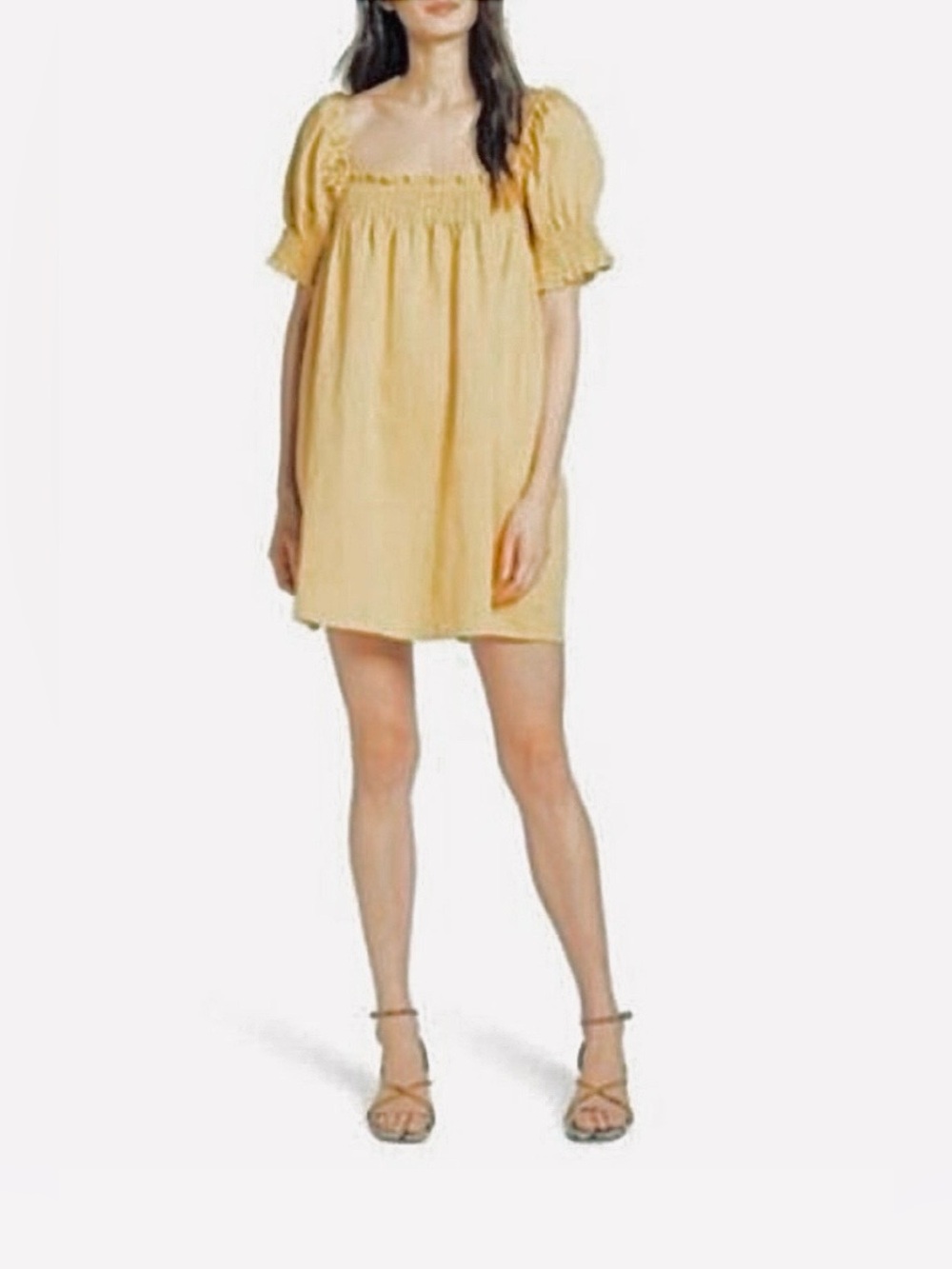 Easel- Square Neck Puff Sleeve Mini Dress with Pockets